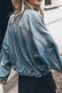 Metal Buttons Flap Pocket Drop Shoulder Denim Jacket